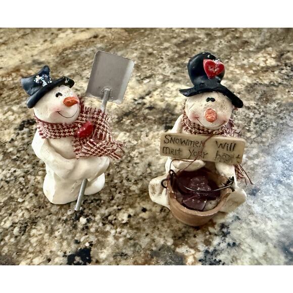 Snowman Will Melt Your Heart & Shovel Snowman Christmas Decoration Figures,1998 - Picture 2 of 9